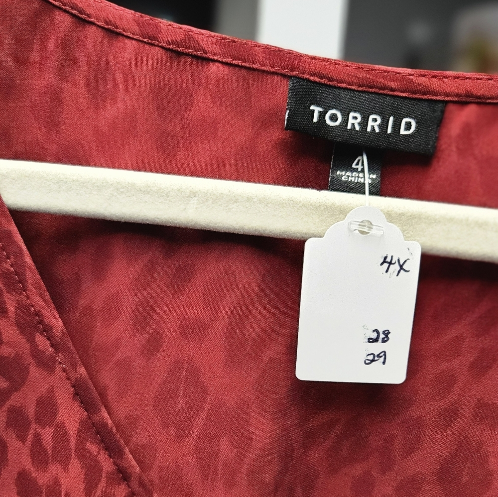 Torrid Red Leopard Print Blouse - image 3